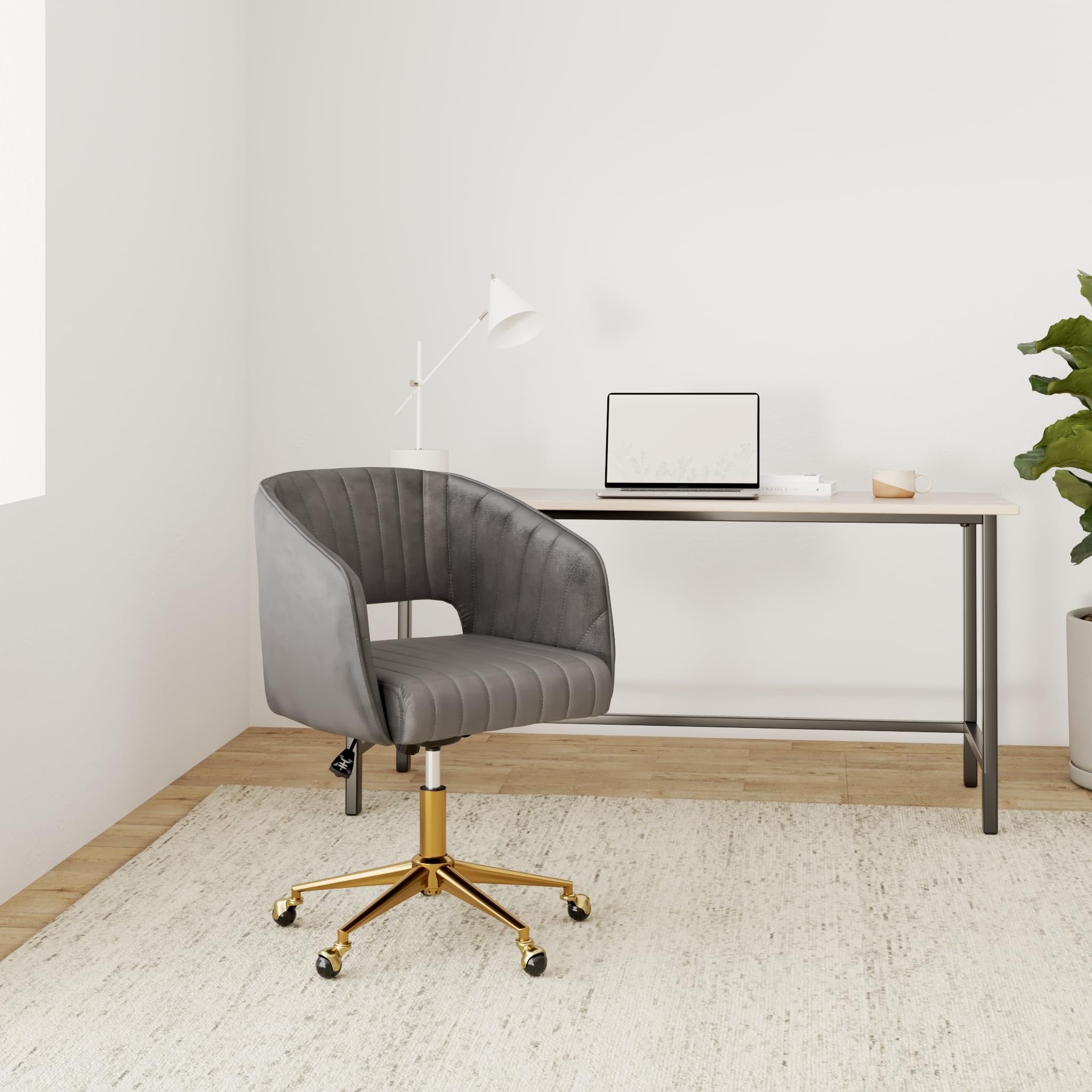 Vanity Velvet Chair, Upholstered Chairs with Adjustable Swivel Wheels