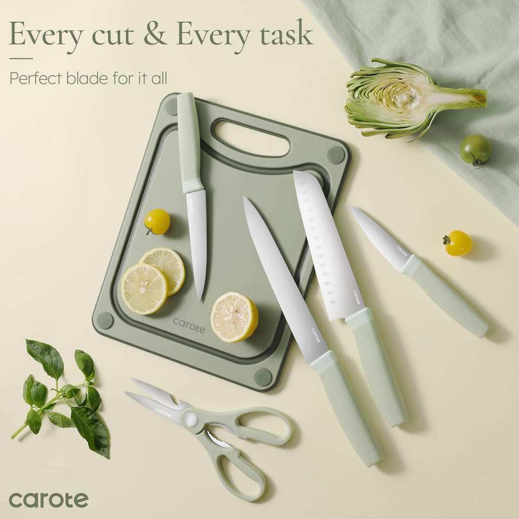 Kitchen Knife Set with Block and Sharpener, Dishwasher Safe Knife Block Set 9Pcs, Forged Cutlery with Razor-Sharp Stainless Steel Blades