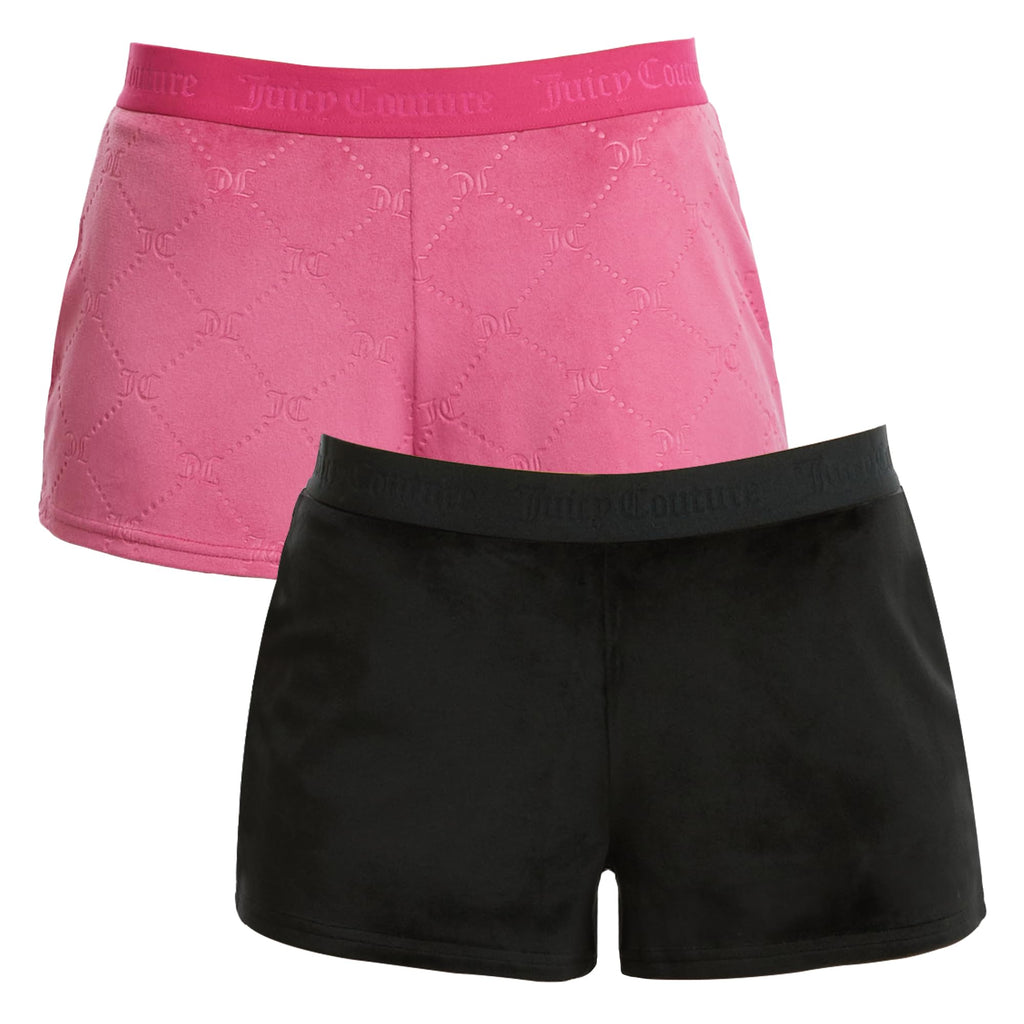 Juicy Couture Velvet Fleece Shorts 2 Piece Designer Pajama Set for Women, 2-Pack Sleep and Lounge Shorts