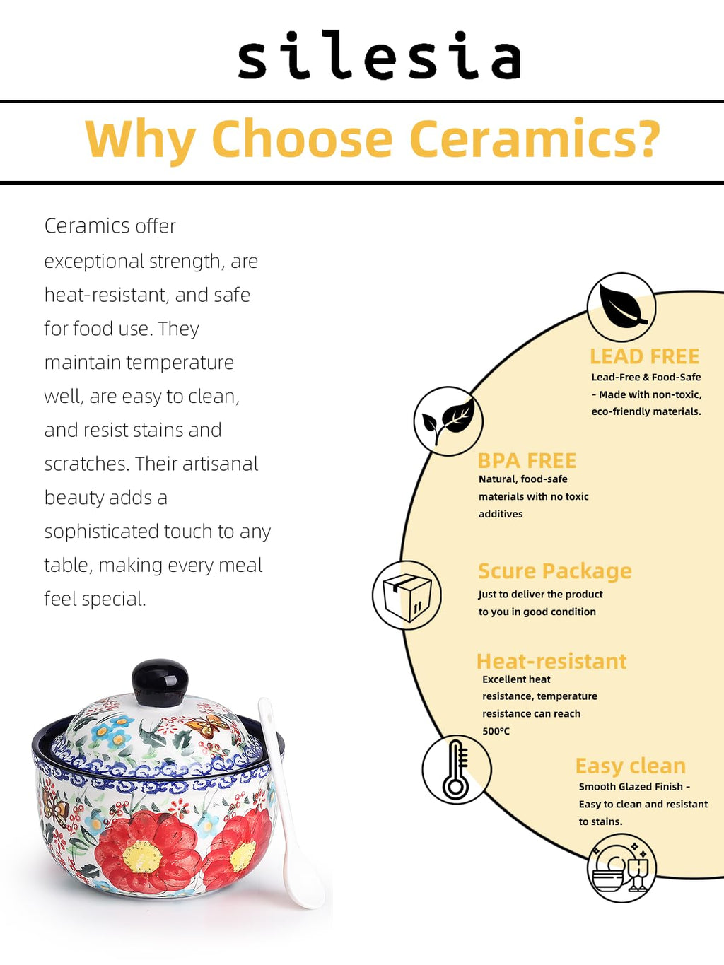 Handmade Sugar Bowl with Lid and Spoon, 10 Ounce Ceramic Hand-Painted Sugar Jar for Kitchen Oven, Dishwasher & Microwave Safe, Glazed