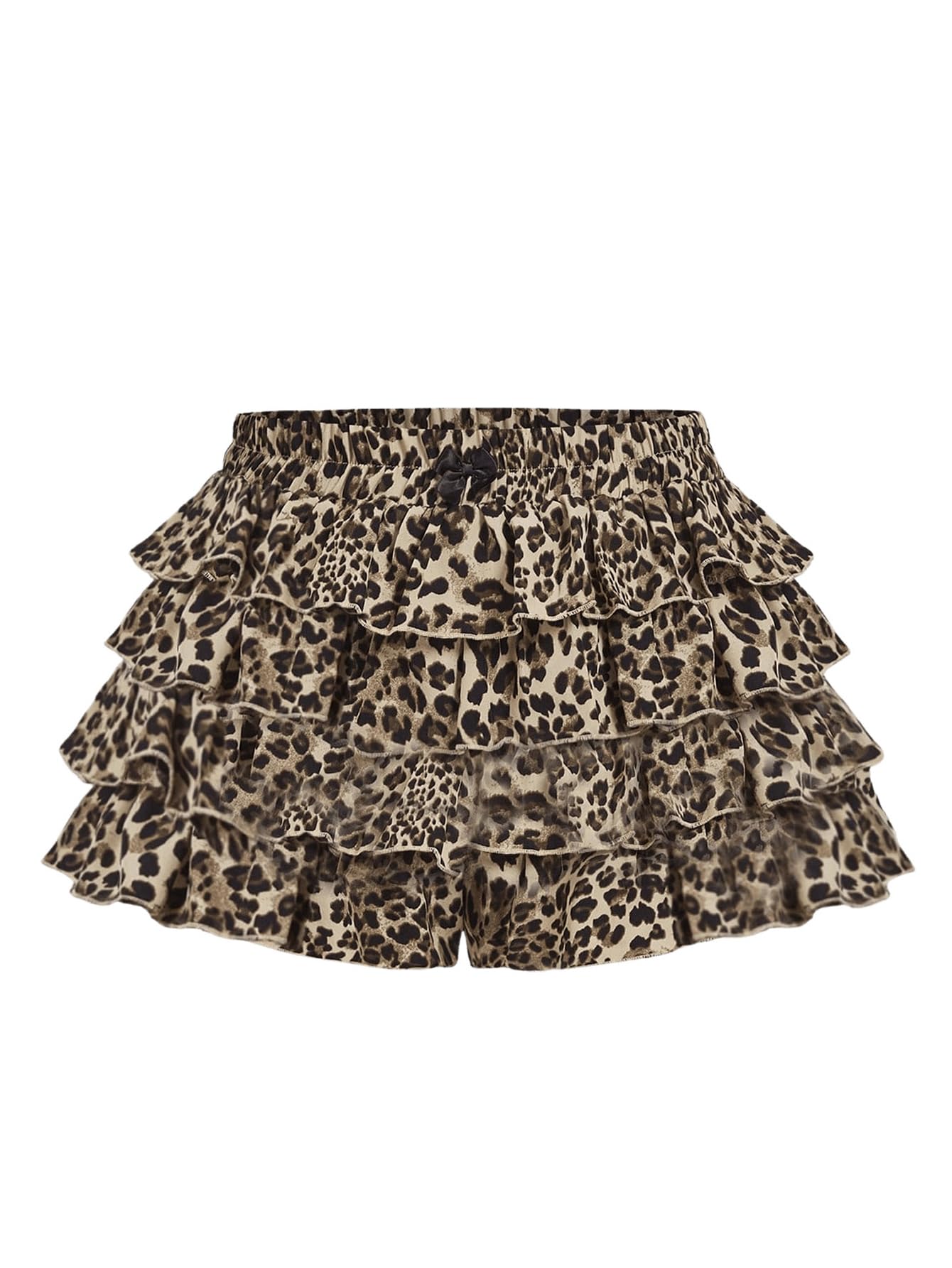 Women's Plus Size Ruffle Bloomers Shorts Y2k Leopard Layered Lolita Pumpkin Bottoms Mini Shorts