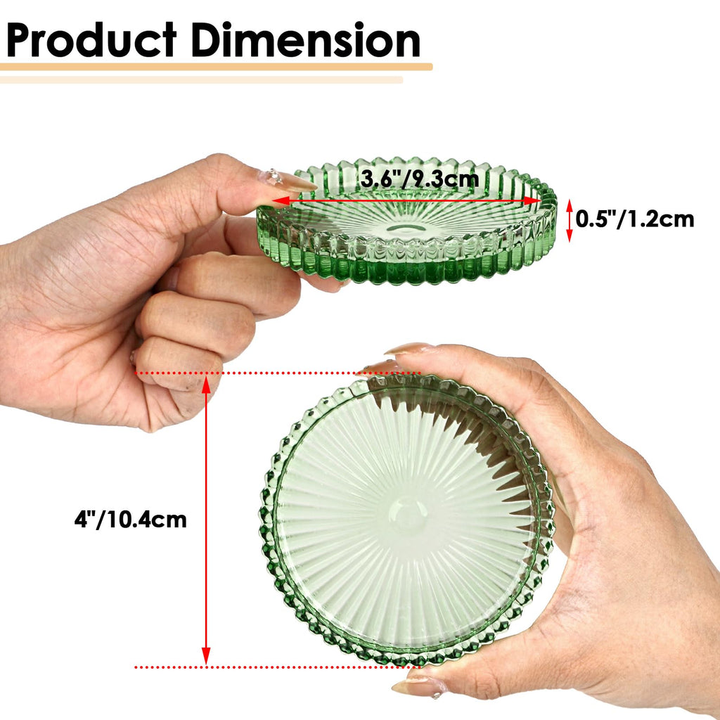 Modern Clear Coaster Set of 8- Glass Coasters for Drinks Crystal Coasters Round Cup Coasters