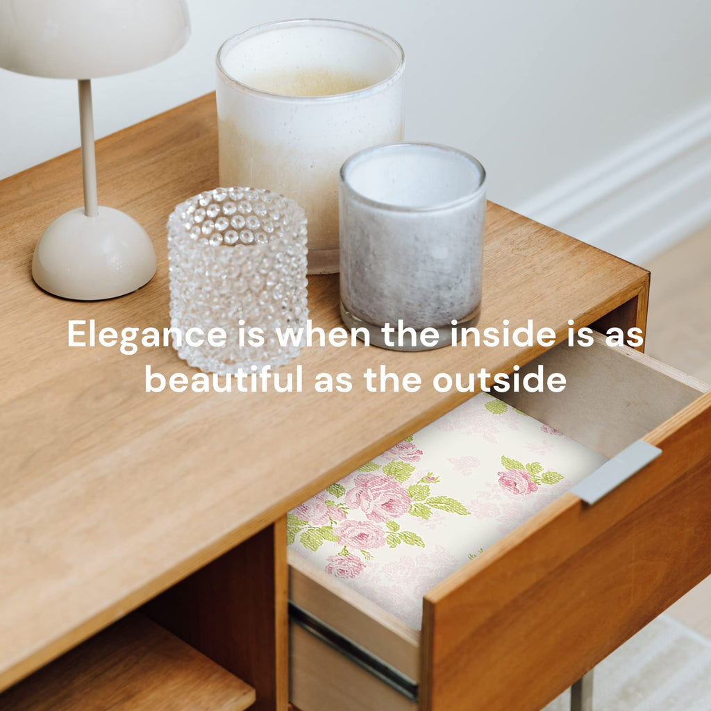 Scented Drawer Liners - Non-Adhesive Paper Sheets for Closet Shelves, Cabinet, Home Essentials & Dresser - 14 x 19.5 Inch Royal Damask Print Drawer Liner - Coquette Room Decor