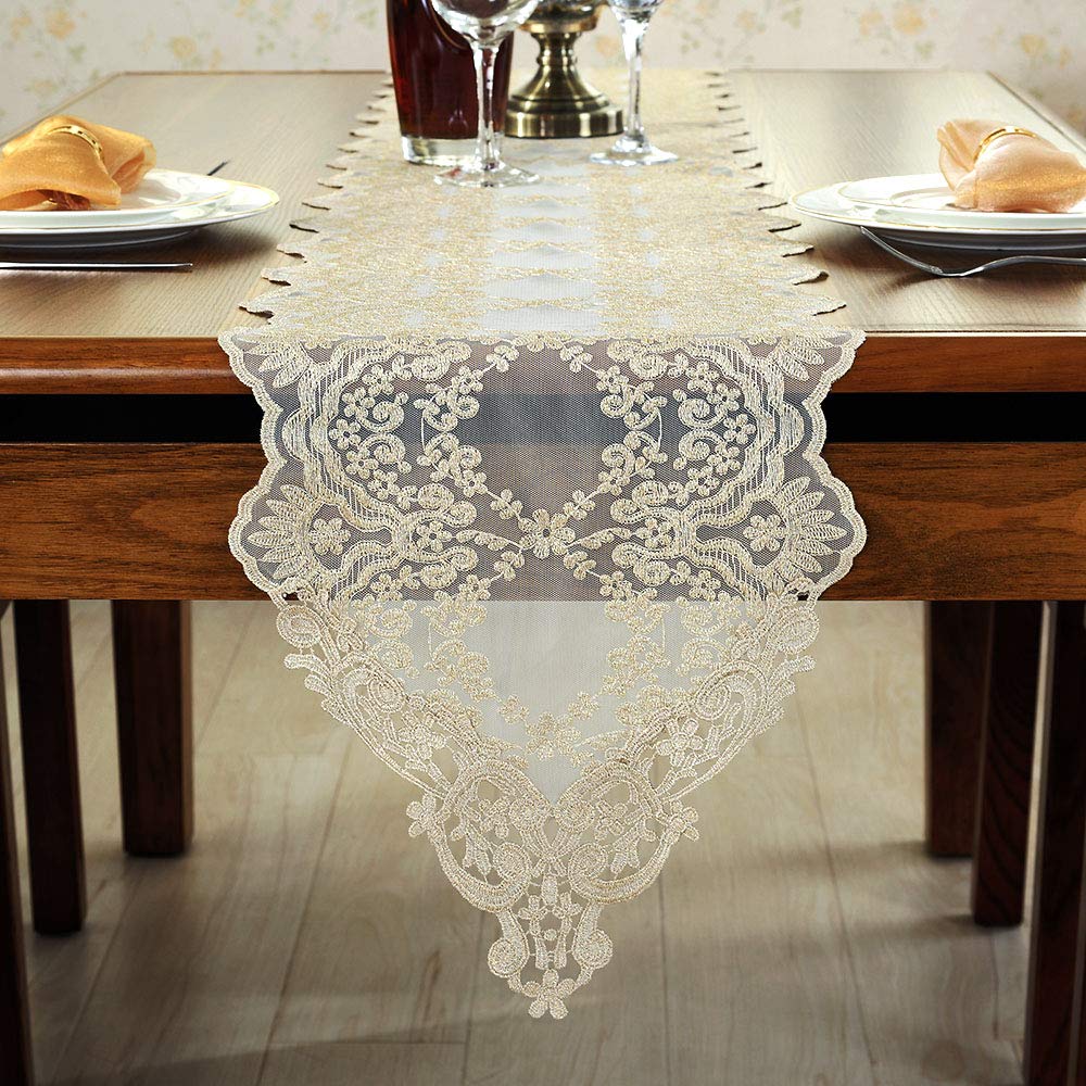 Rectangle Table Runner Lace Macrame Embroidered Table Runners with Exquisite Vintage Shabby Chic
