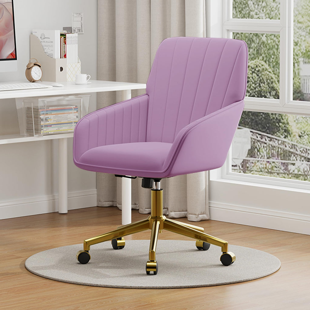 Velvet Modern Cute Chair with Back, Height Adjustable Upholstered Vanity Chair with Swivel Wheels