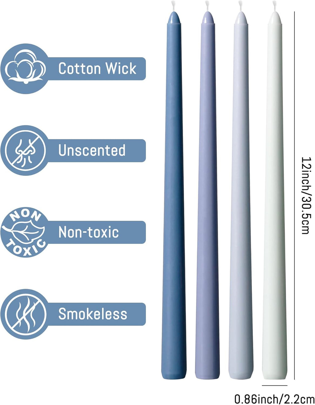 Taper Candles Unscented Smokeless Long Tall Tapered Candle for Candlesticks SticksHome Decor Dinner