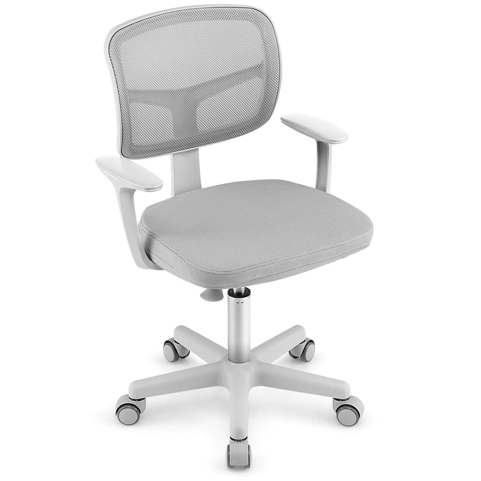 Swivel Adjustable Mesh Study Chair with Wheels & Arms, Ergonomic Computer Task Chair with Lumbar Support