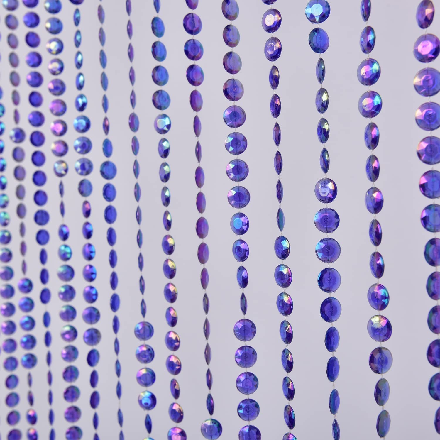 Strands Iridescent Crystal Beaded Curtain for Doorway Room Divider Party Bedroom Decorations, Diamond Cut Bead Curtain, 34 PCS 3FT X 9FT