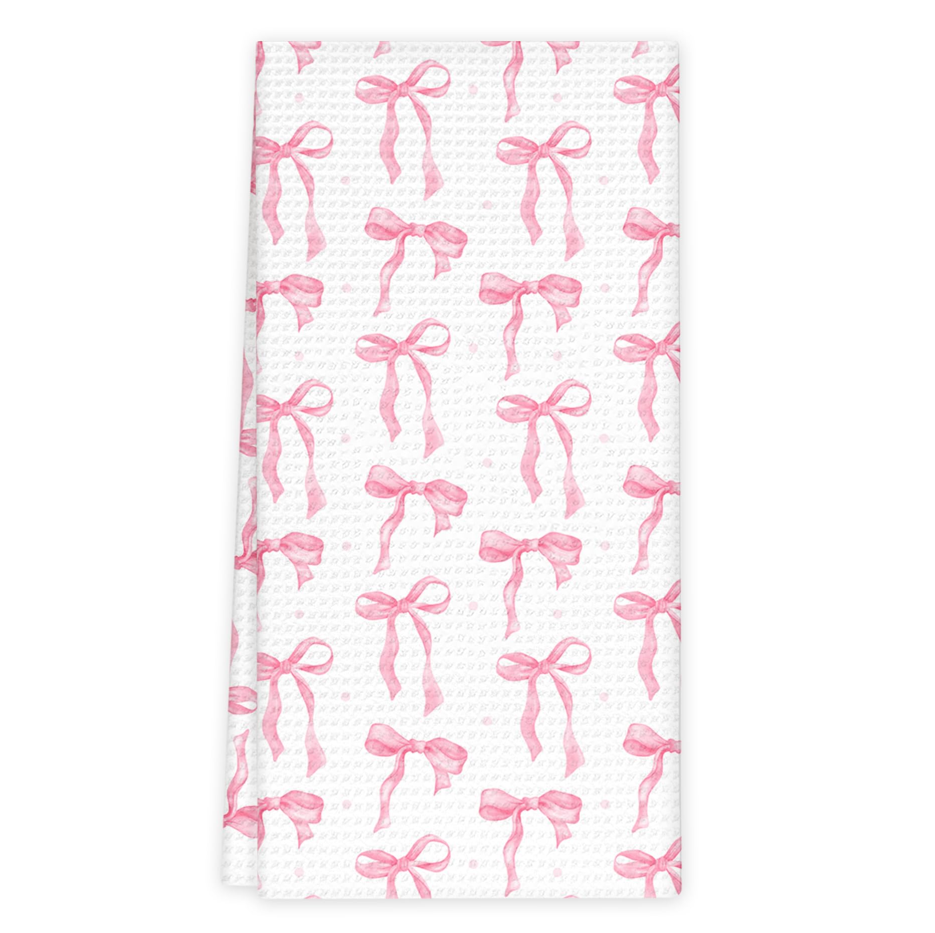 Girly Pink Bow Coquette Preppy Towel, 16x24 Inch