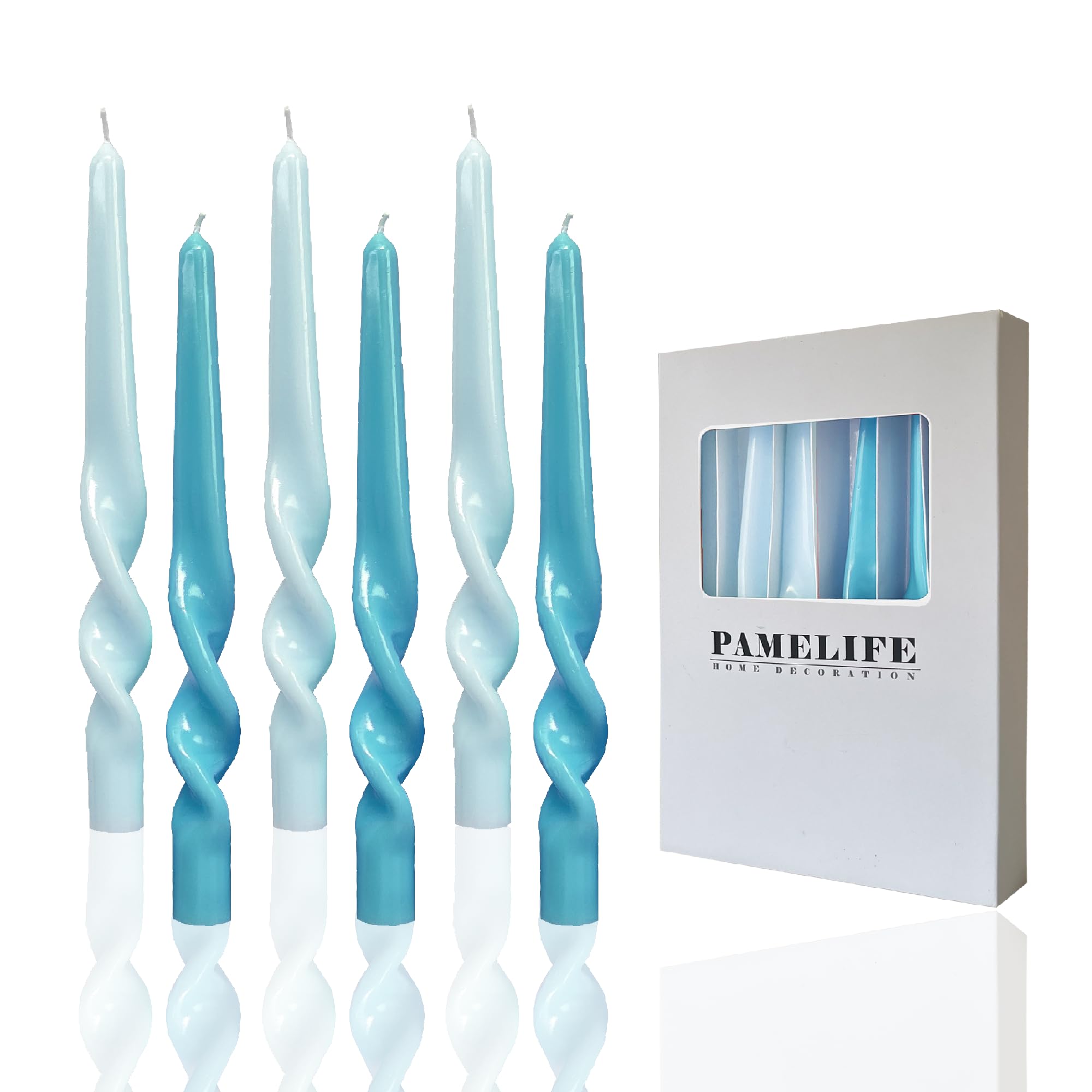 Spiral Taper Candles - Set of 6 Twisted Candle 9.5 Inch Tall for Home Decoration