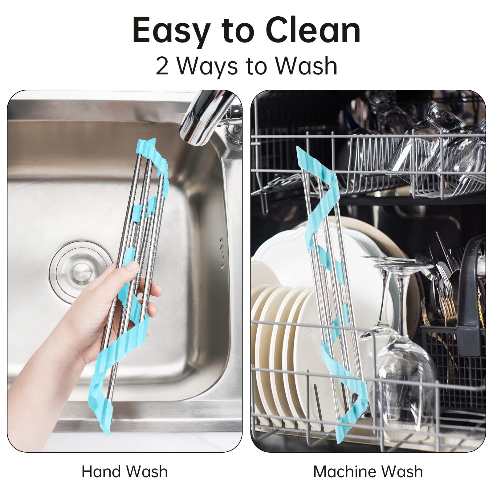 Triangle Foldable Dish Drying Rack, Small Roll-Up - Stainless Steel Over Sink Drainer for Kitchen Sink Corner, Rustproof