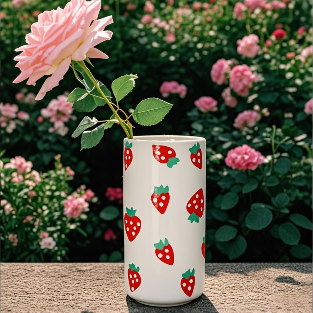 Ceramic Vase-Unique Aesthetic Design for Funky Flower Decor-Perfect Summer Fruit Theme