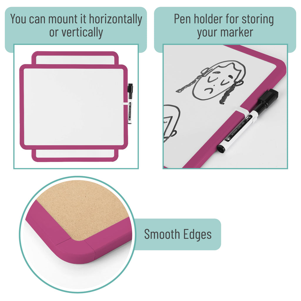 Dry Erase Board, 14â€?x 11â€?with a Black Dry Erase Marker Color Frame, Small White Board Dry Erase Whiteboard