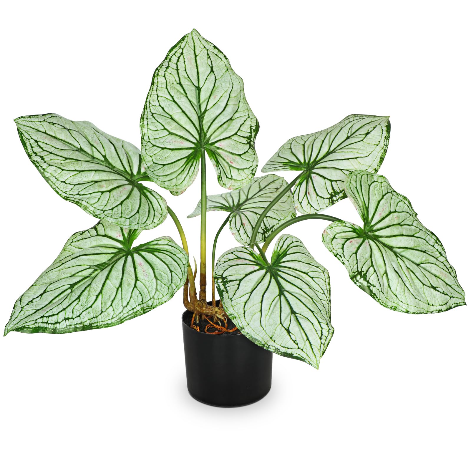 Tall Fake Plants Artificial Caladium Plants in Black Pot Realistic Potted Faux Plant Indoor for Home Decor 22''