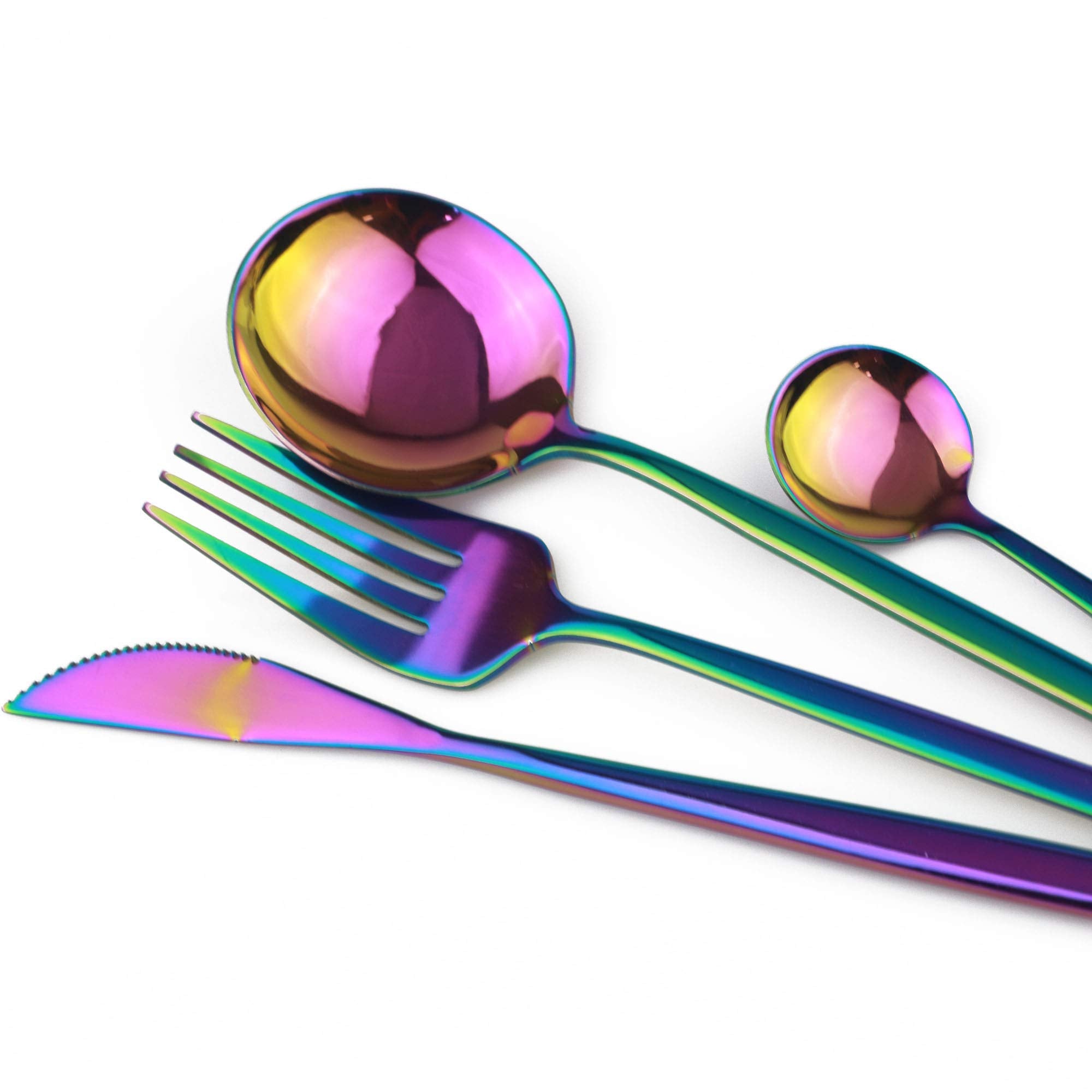 Stainless Steel Knife Fork Spoon Teaspoon Silverware Set, 24-Piece Flatware Set,