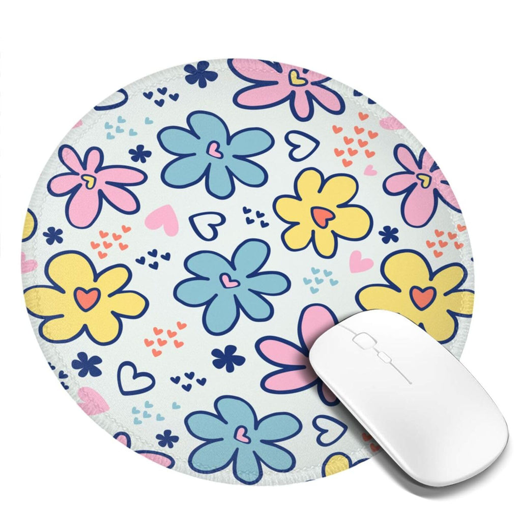 Round Mouse Pad Desk Top - Stitched Edges 8 X 8 Inch
