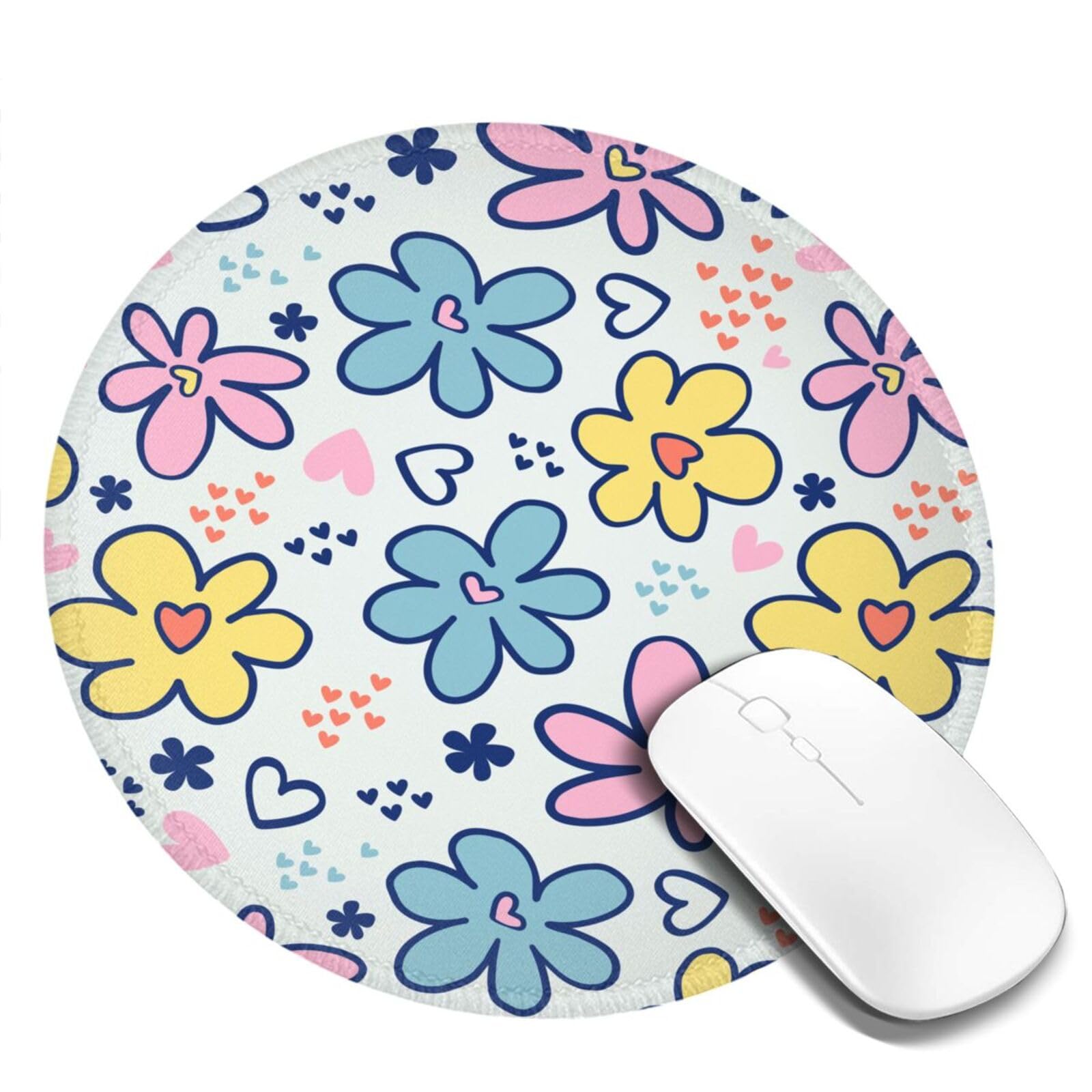 Round Mouse Pad Desk Top - Stitched Edges 8 X 8 Inch