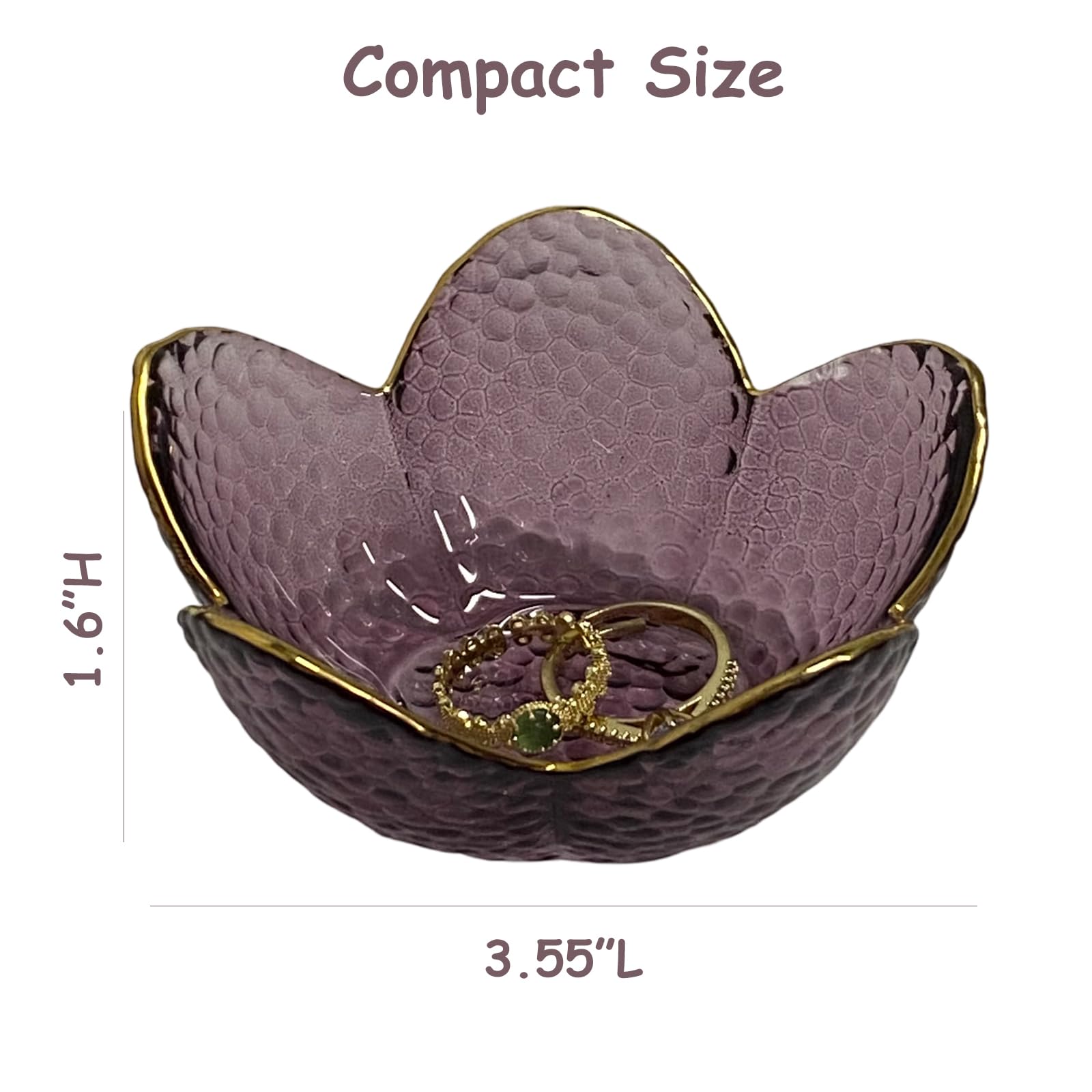 Flower Ring Dish Jewelry Tray, Decorative Glass Trinket Dish, Modern Accent Tray for Vanity Home Décor