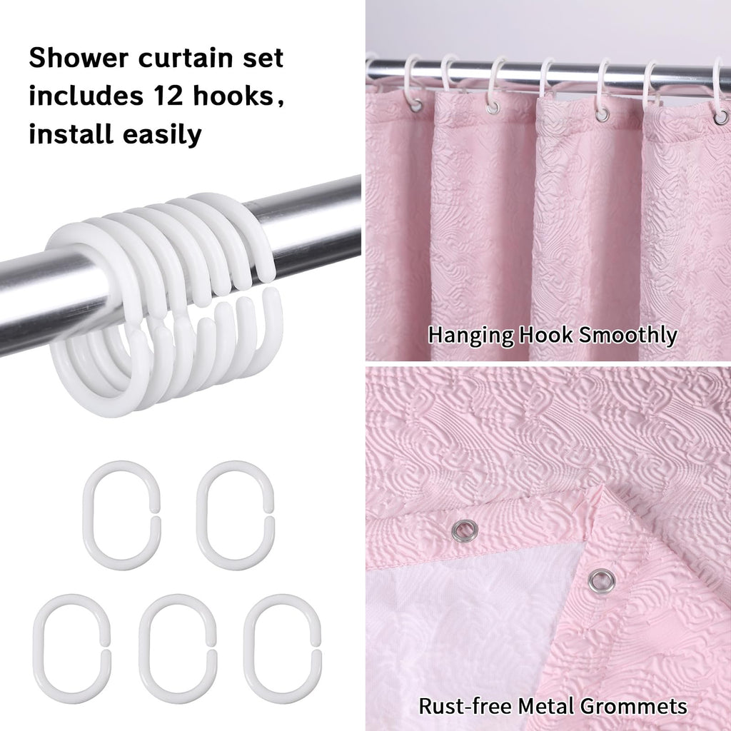 Fabric Shower Curtains for Bathroom Modern Cute, Wave Pattern 72" X 72" Long