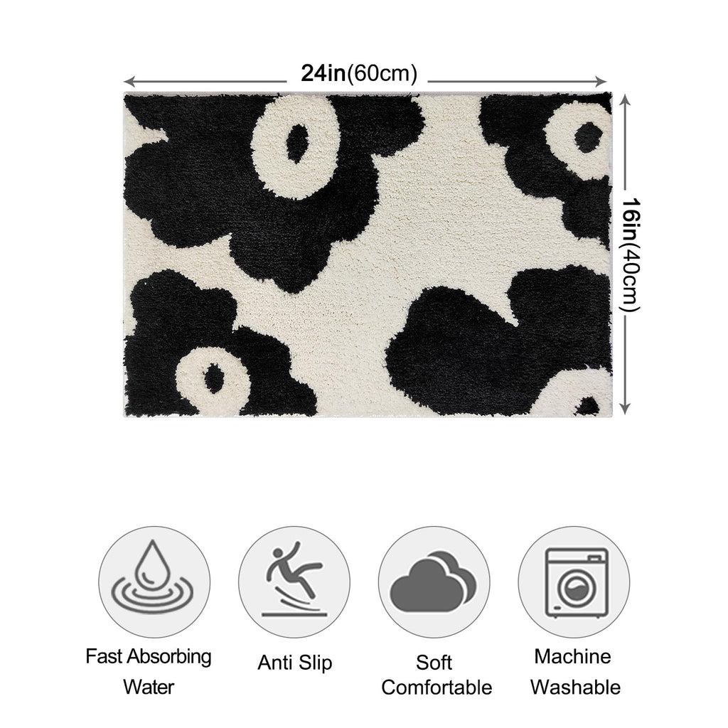 Cute Bath Mat for Bathroom Soft Super Absorbent Non Slip TPR Backing, Quick Drying, Machine Washable Bath
