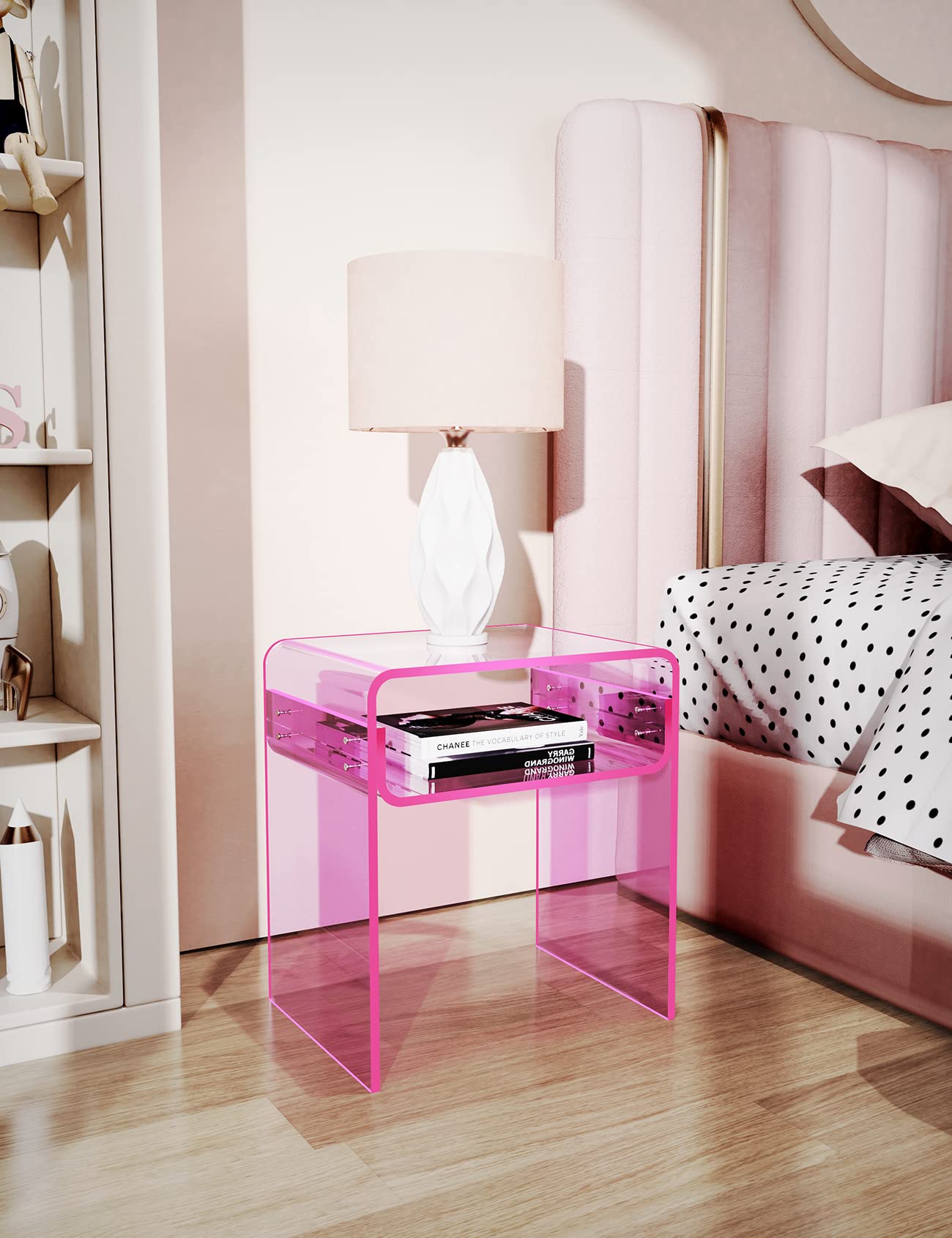 Clear Acrylic End Table 2-Tier Bedside nightstand