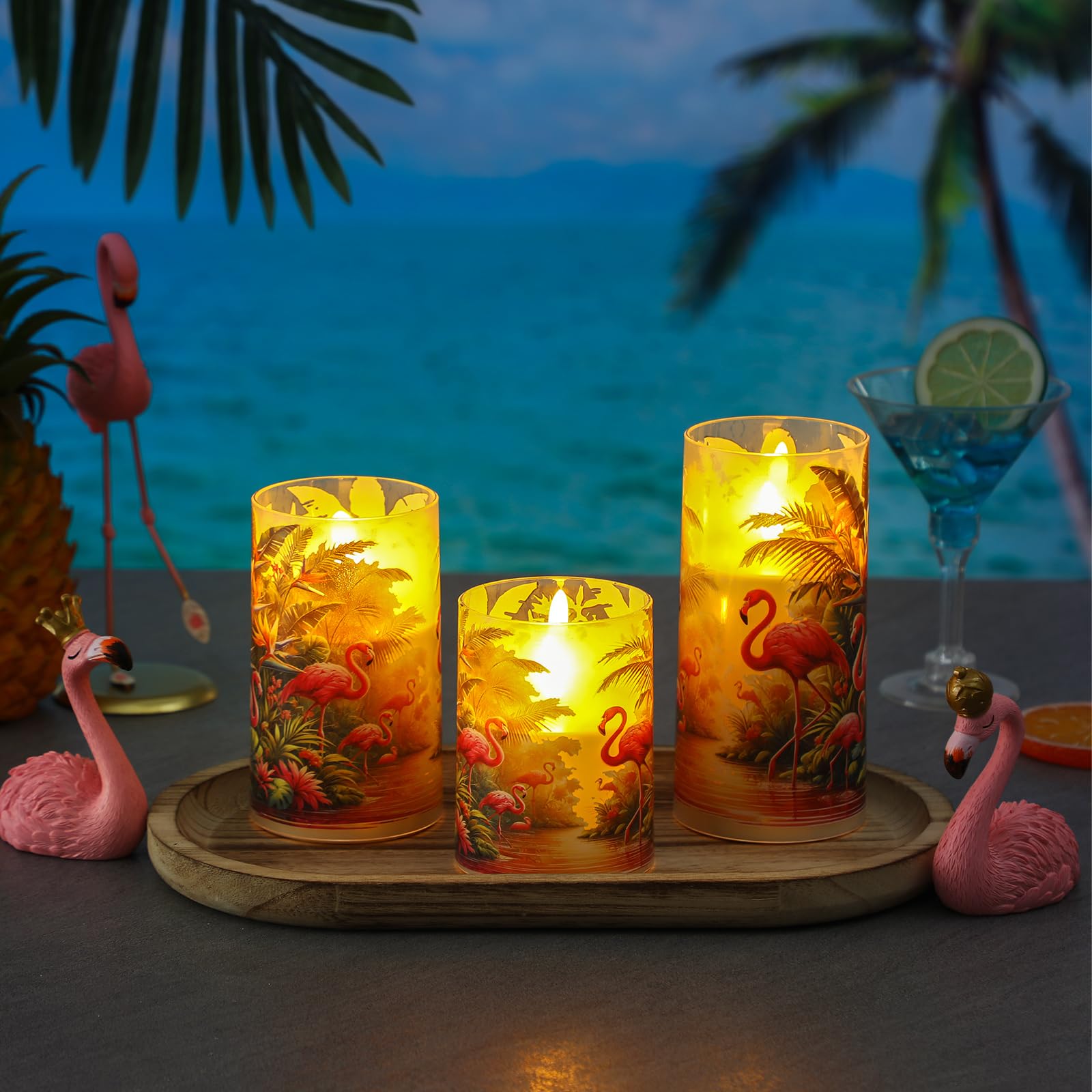 Coquette Flameless Candles LED Battery Pillar Candles Set Battery Operated with Remote