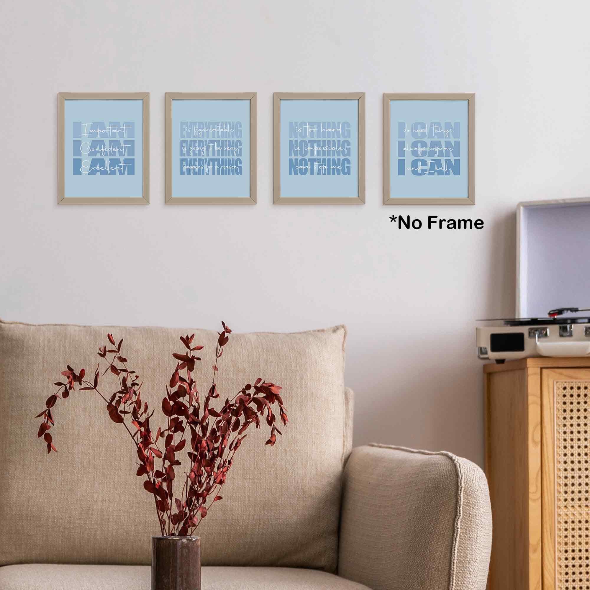 Set of 4 Inspirational Posters â€?Motivational Wall Art for Teen Girls & Women (8x10)