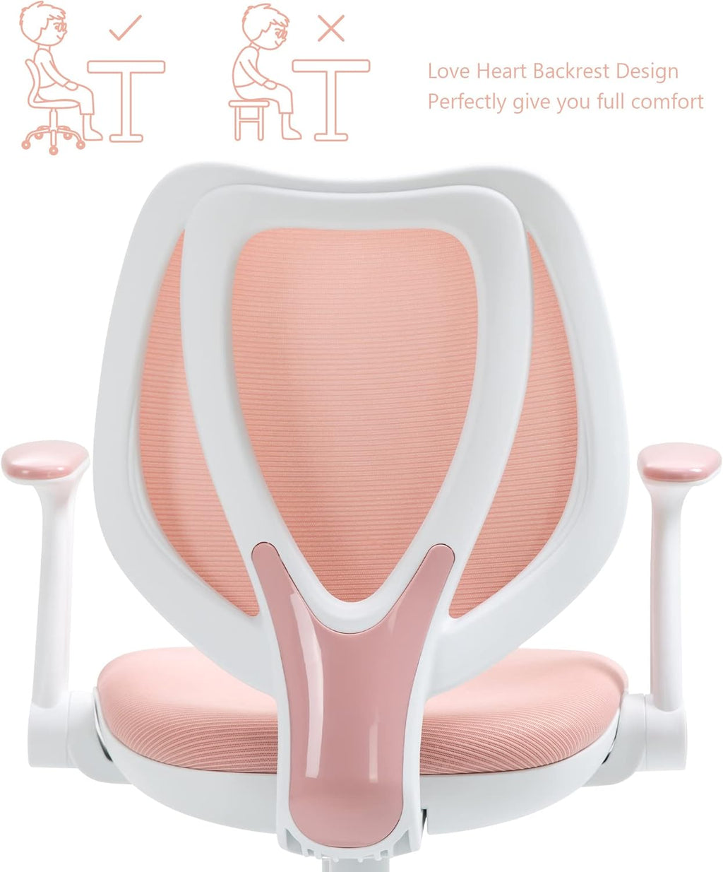 Cute Kids Desk Chair - Computer Study Reading Office Swivel Chair With Adjustable Armrests And Footrest