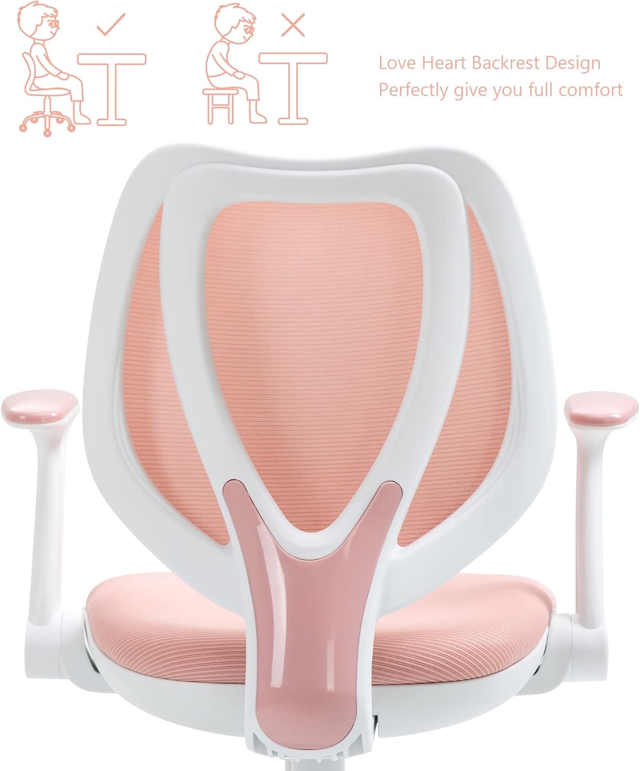 Cute Kids Desk Chair - Computer Study Reading Office Swivel Chair With Adjustable Armrests And Footrest