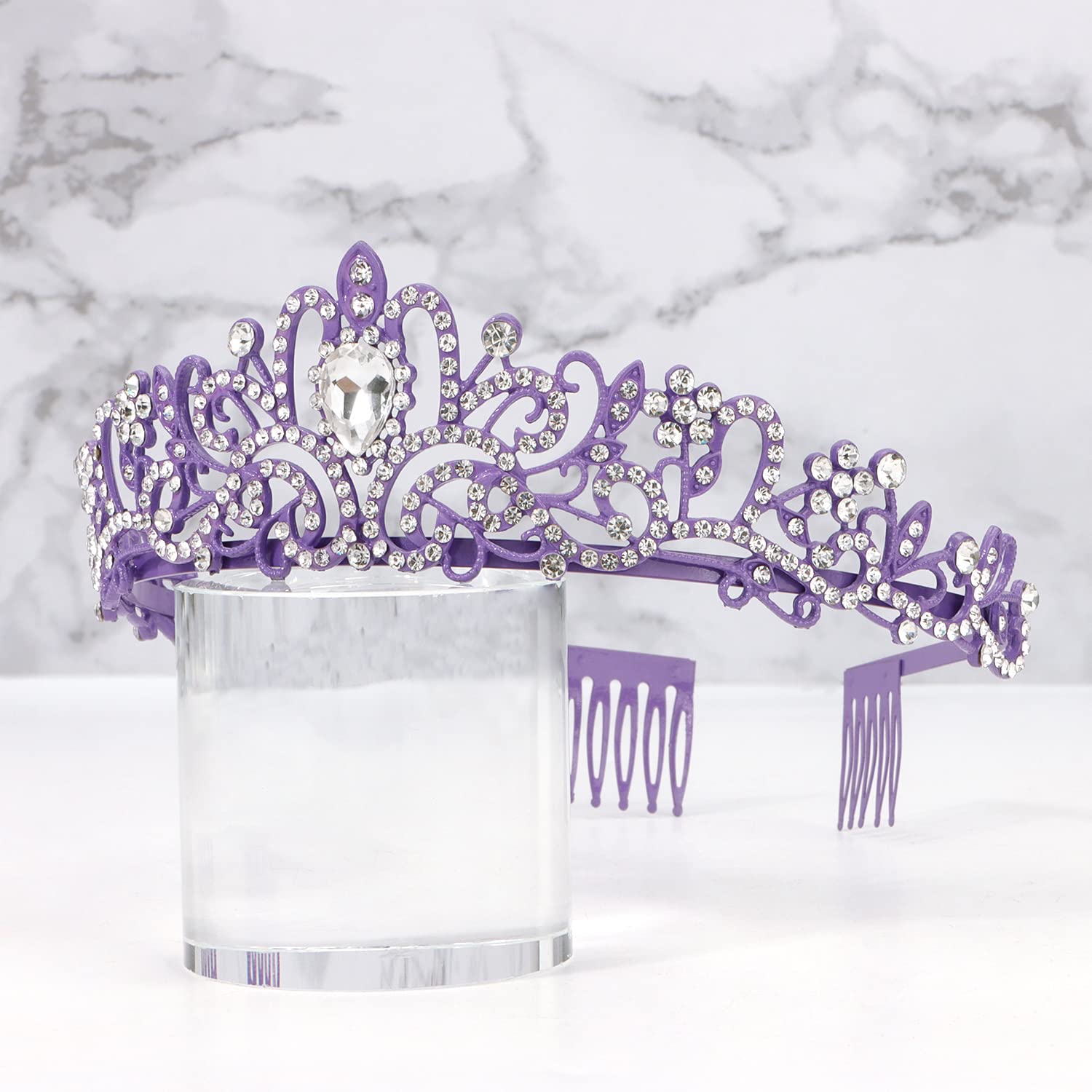 Princess Crystal Tiara Crown Headband Elegant Crown With Combs