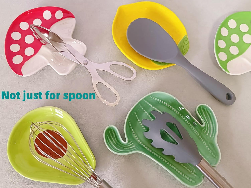 Ceramic Spoon Rest for Stove Top, Avocado Cute Spoon Rest for Kitchen Counter, Cooking Spoon Holder for Kitchen Counter, Utensil Rest