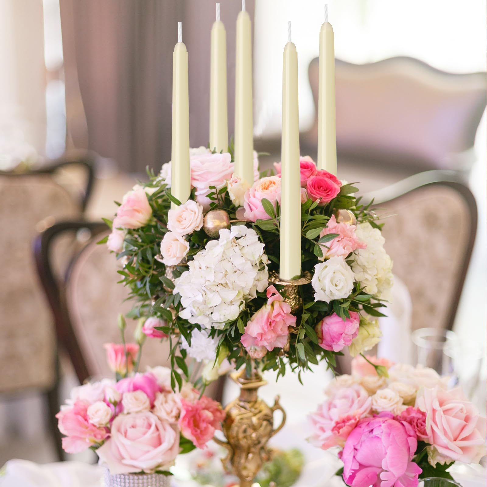 Smokeless Dripless Long Candlesticks, Unscented Tapered 10-Inch