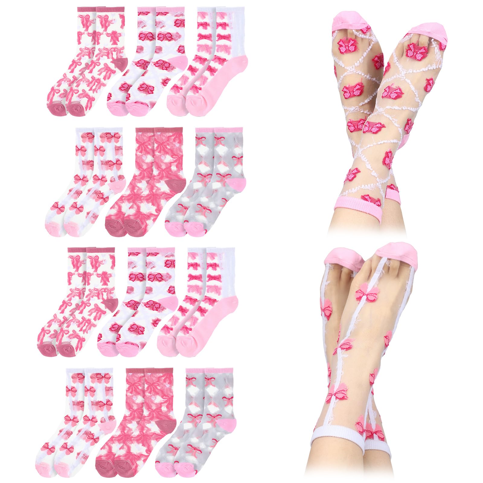 Coquette Pink Bow Socks Women's