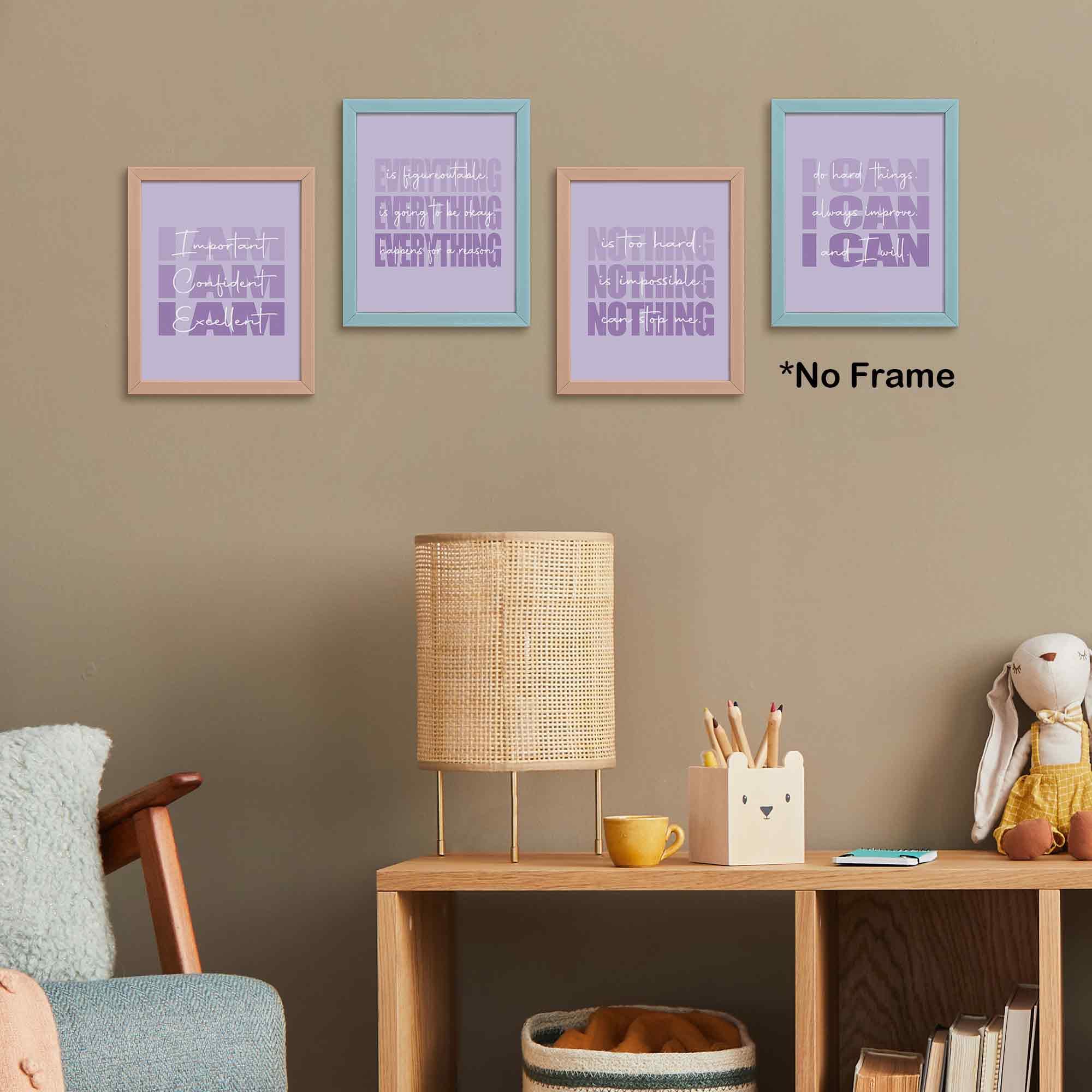 Set of 4 Inspirational Posters â€?Motivational Wall Art for Teen Girls & Women (8x10)