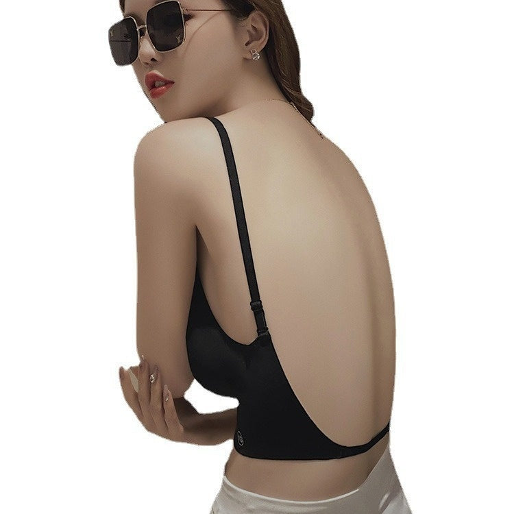 U-shaped Beauty Back Underwear Women's Small Chest Push-up Strap Chest Pad Backless Bra