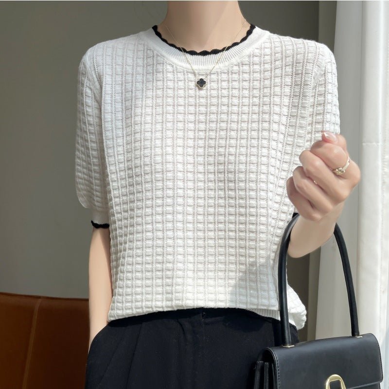 Cotton Lightweight Elegant Knitwear T-shirt