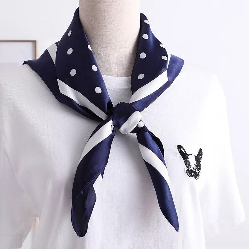 Satin Bow Tie Bow Point Small Silk Scarf