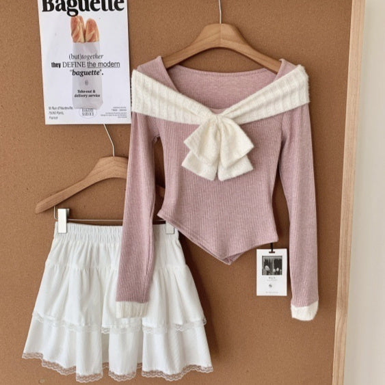 Slim Fit Slimming Bow Top Female High Waist Tiered Two Piece