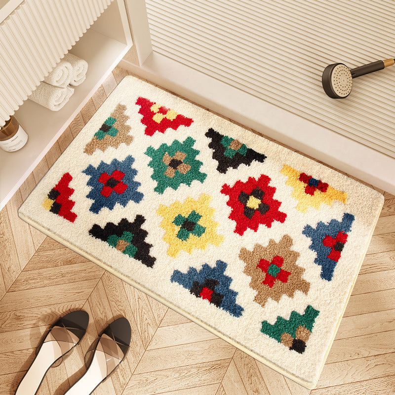 Simple Plaid Bathroom Absorbent Bathroom Anti-slip Mats