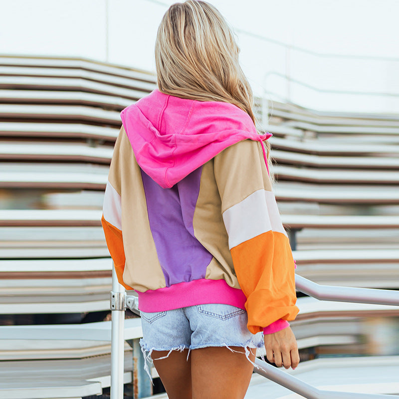 Dopamine Color Hooded Coat Sweatshirt Women