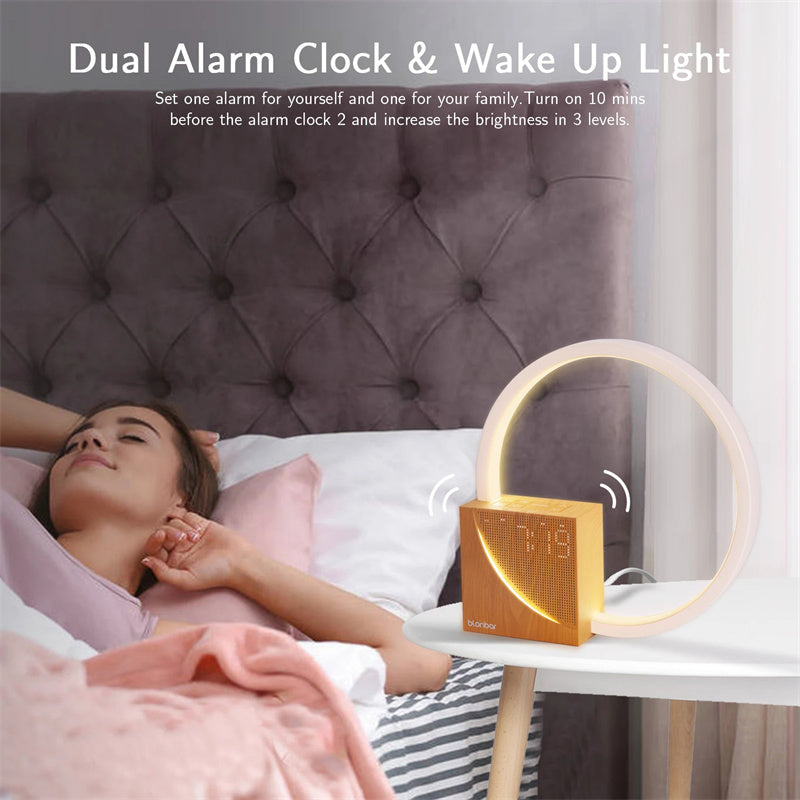 Multifunctional Bedside Lamp Touch Table Lamp With Natural Sounds, Desk Lamp With Alarm Clock, Touch Control 3 Levels Brightness Home Decor