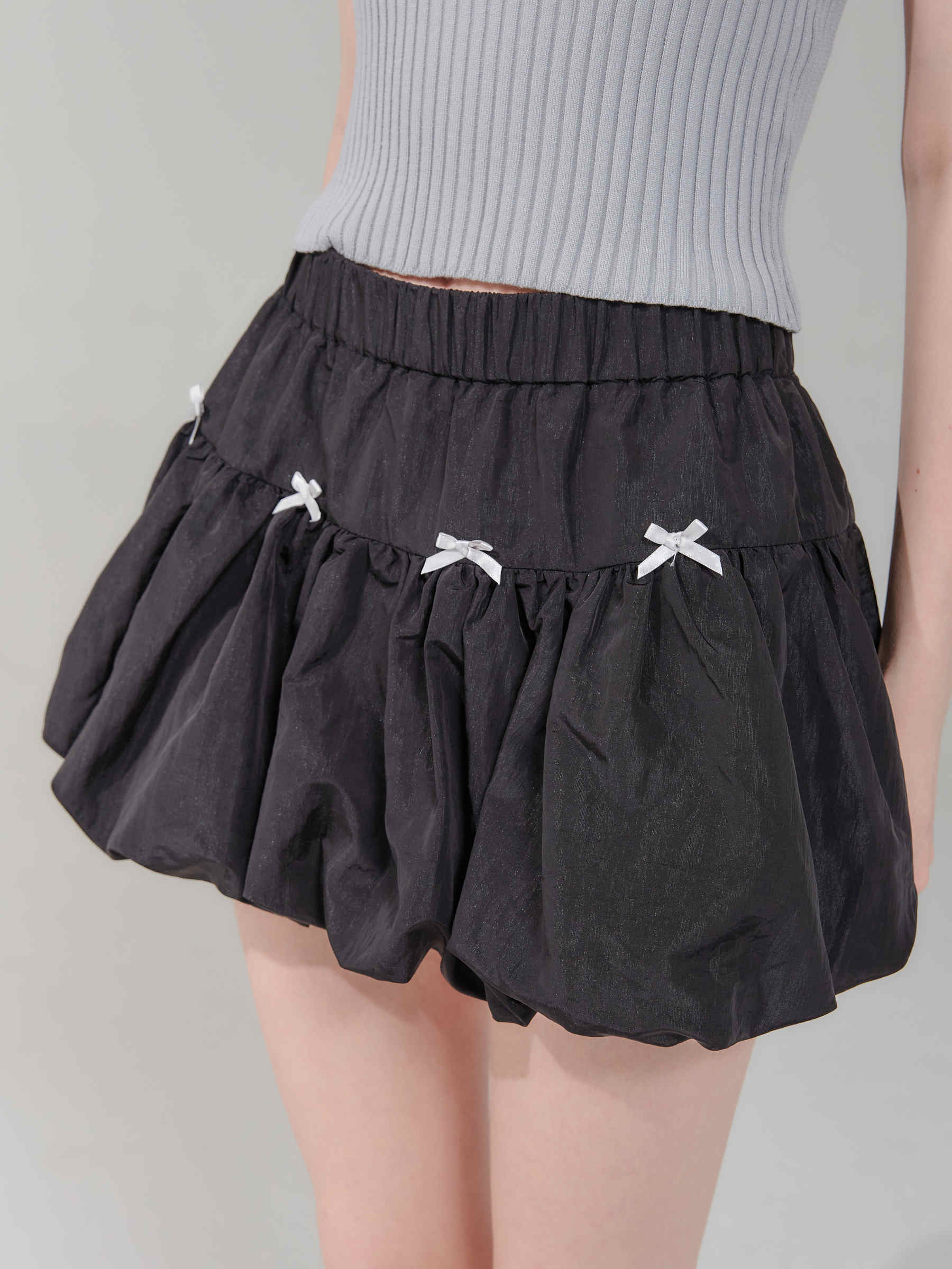 Women's Bow Elastic Waist A- Line Bud Skirt