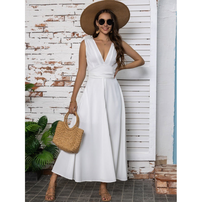 Women's Maxi Deep V-neck Sleeveless Dress
