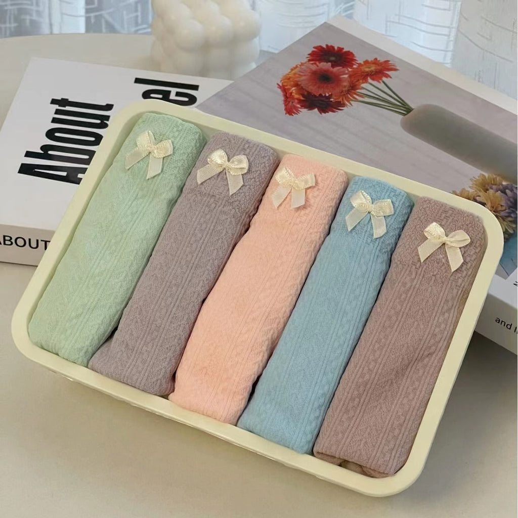 Women's 5-Piece Gift Box Bowknot Hip-lifting Briefs