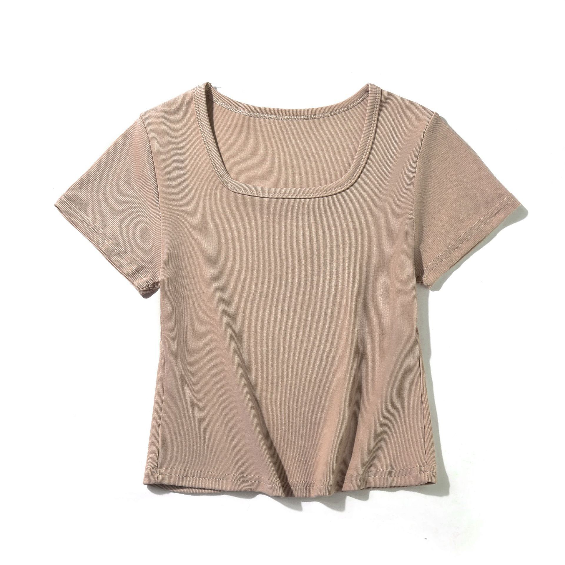 Women's Square Collar Slimming Short-sleeved T-shirt