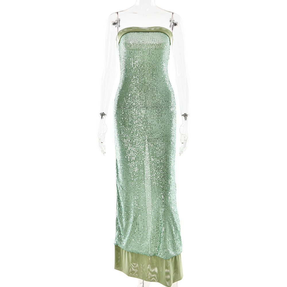 Women's Backless Slit Tube Top Dress