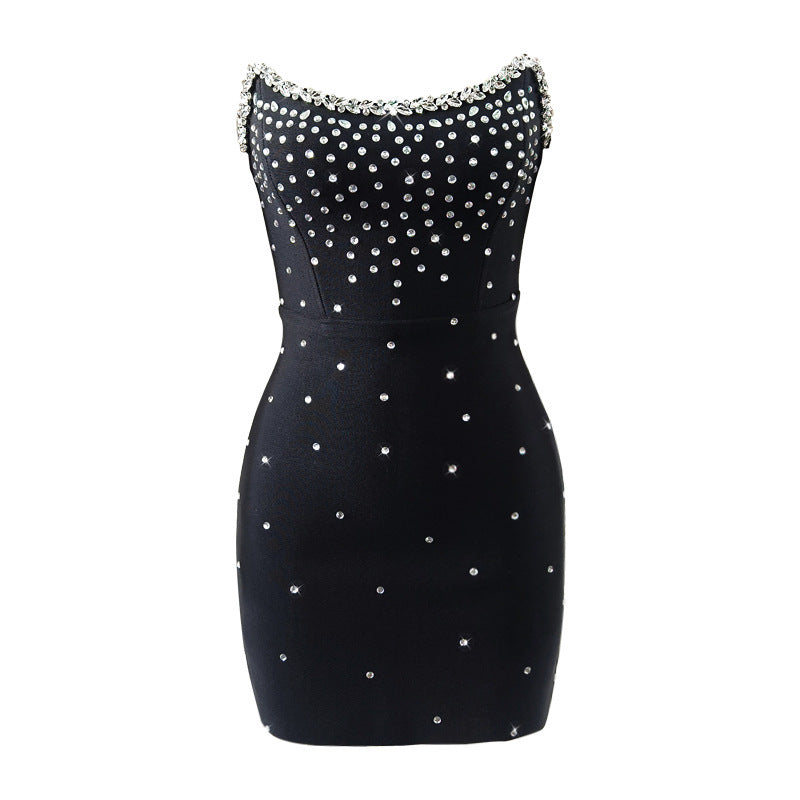 Women's Bandage One-piece Short Black High-end Evening Dress