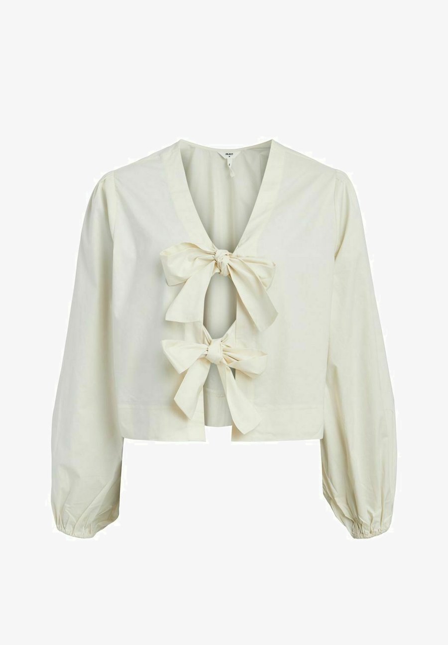 Fashion Inside-out Wear Bow Solid Color Pleating Long Sleeve Top