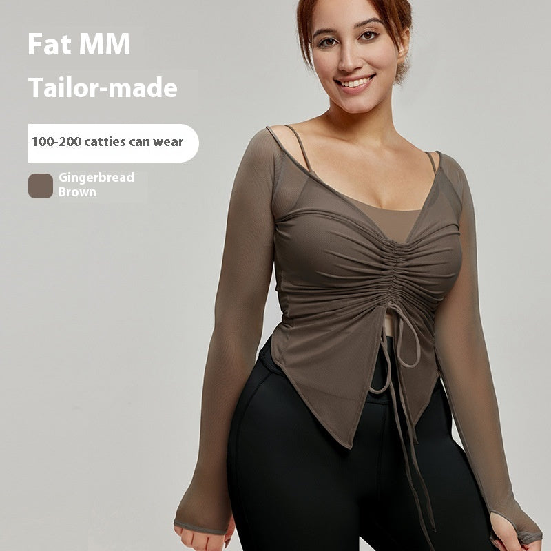 Plus Size Yoga Wear Blouse Long Sleeve Fat Top