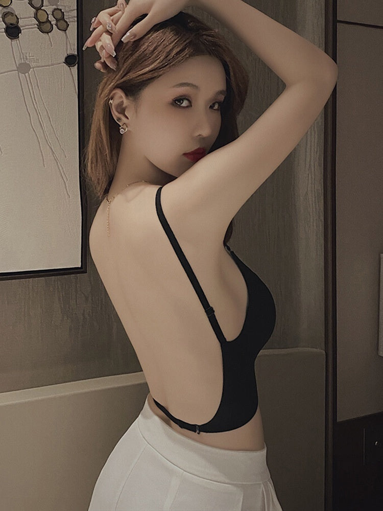 U-shaped Beauty Back Underwear Women's Small Chest Push-up Strap Chest Pad Backless Bra